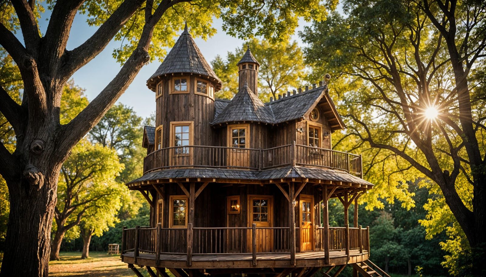 Whimsical Treehouse Architecture in Vibrant Colors