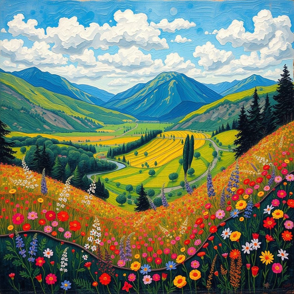 Golden Valley of Dreams: Vibrant Spring Landscapes in Impres...