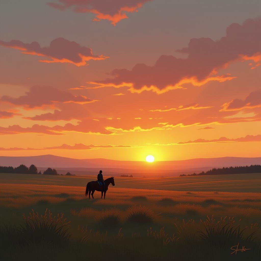 Two Horizons Landscape in Dreamy Style