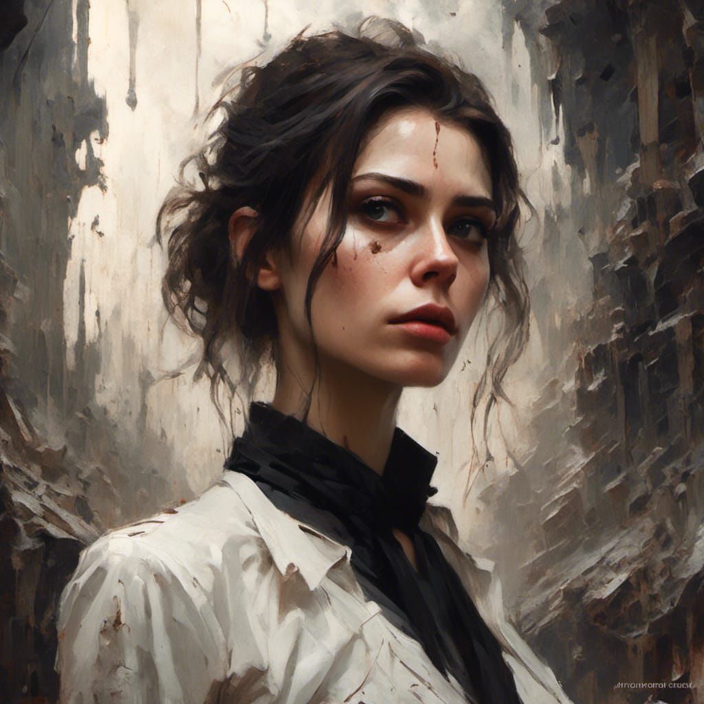 Macabre Portrait of a Young Businesswoman in Advanced Room