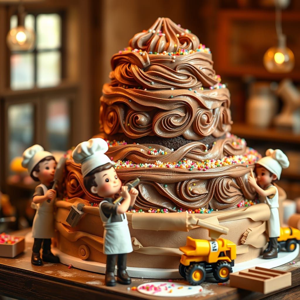 Miniature Bakers Craft Whimsical Chocolate Cake Masterpiece