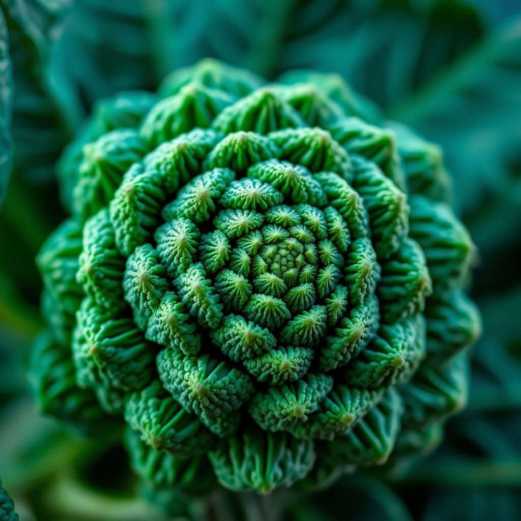 Surrealistic Macro Broccoli Blooms with Nature-Inspired Abst...