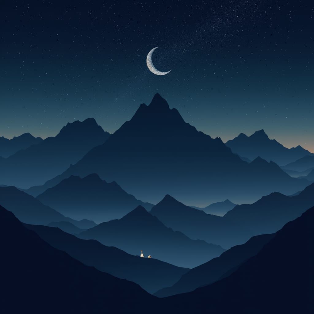 Majestic Mountain Range Under Starry Sky