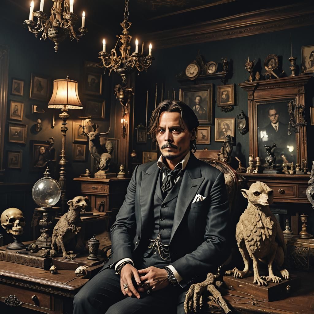 Eerie Victorian Portrait in Dark Surrealist Style