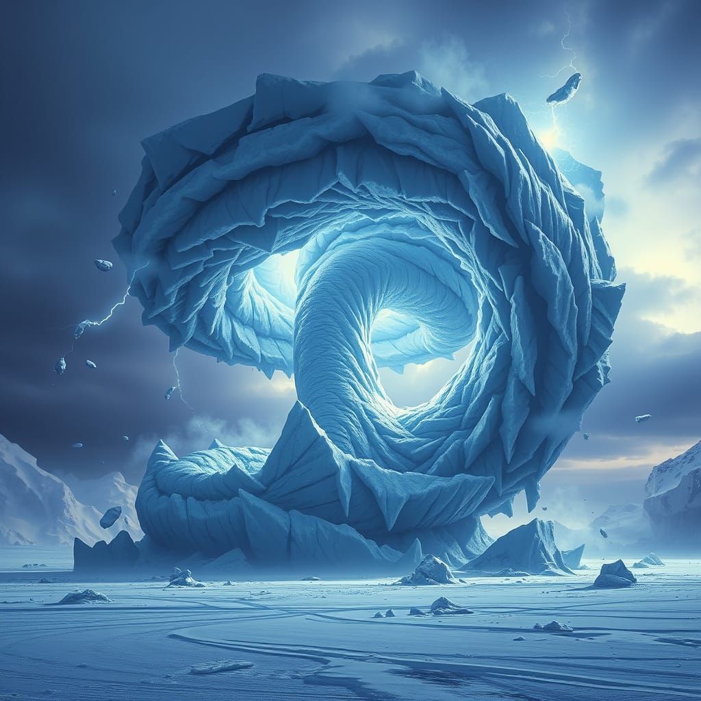 Cyberpunk Tornado Behemoth in Frosty Apocalypse