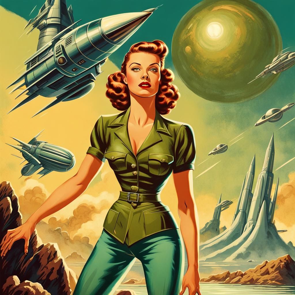 Retro-Futuristic Heroine on Alien Planet