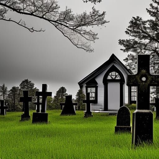 Cute Ghost in Spooky Cemetery by Rutkowski