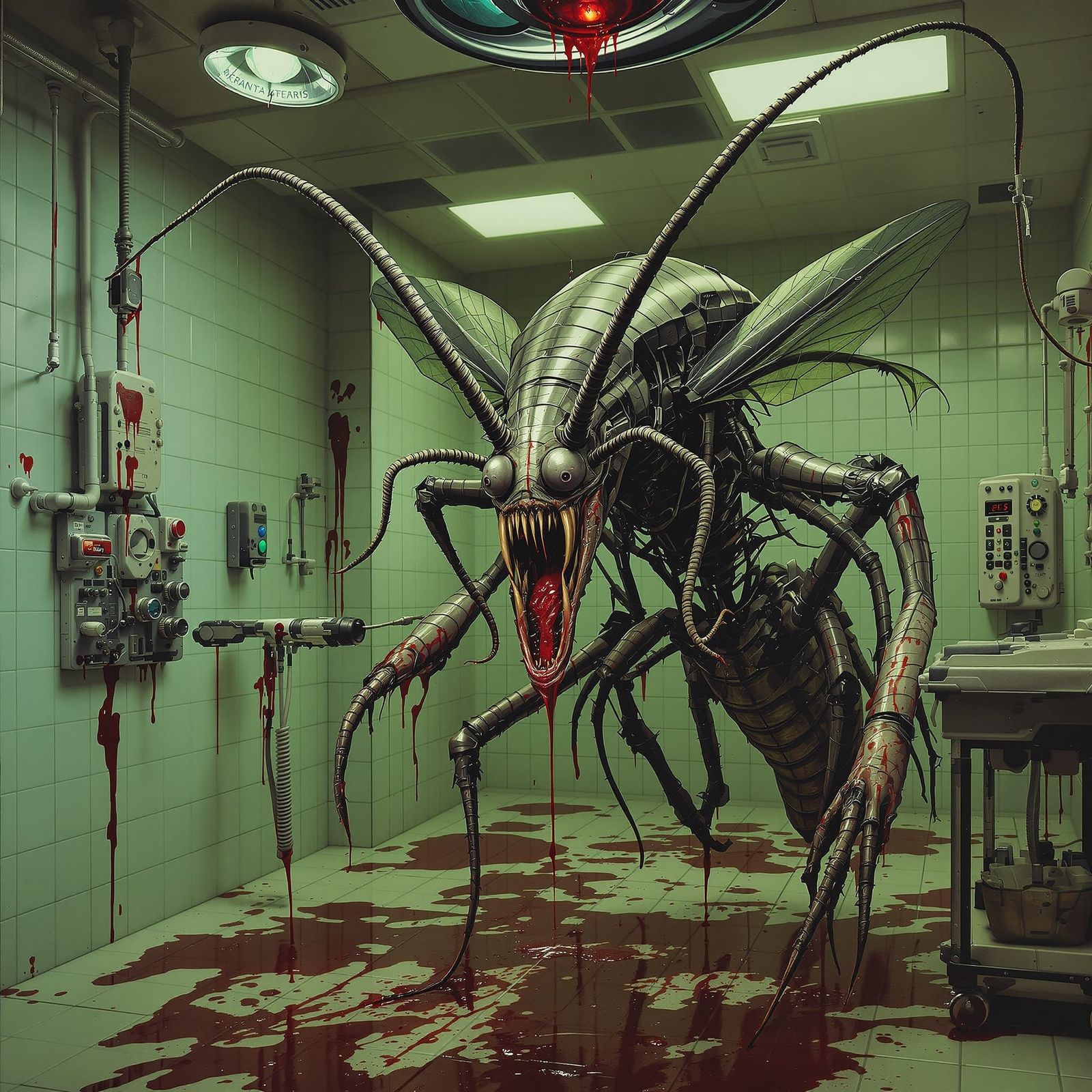 Horrifying Giant Vampire Mosquito in Bloody Operating Room