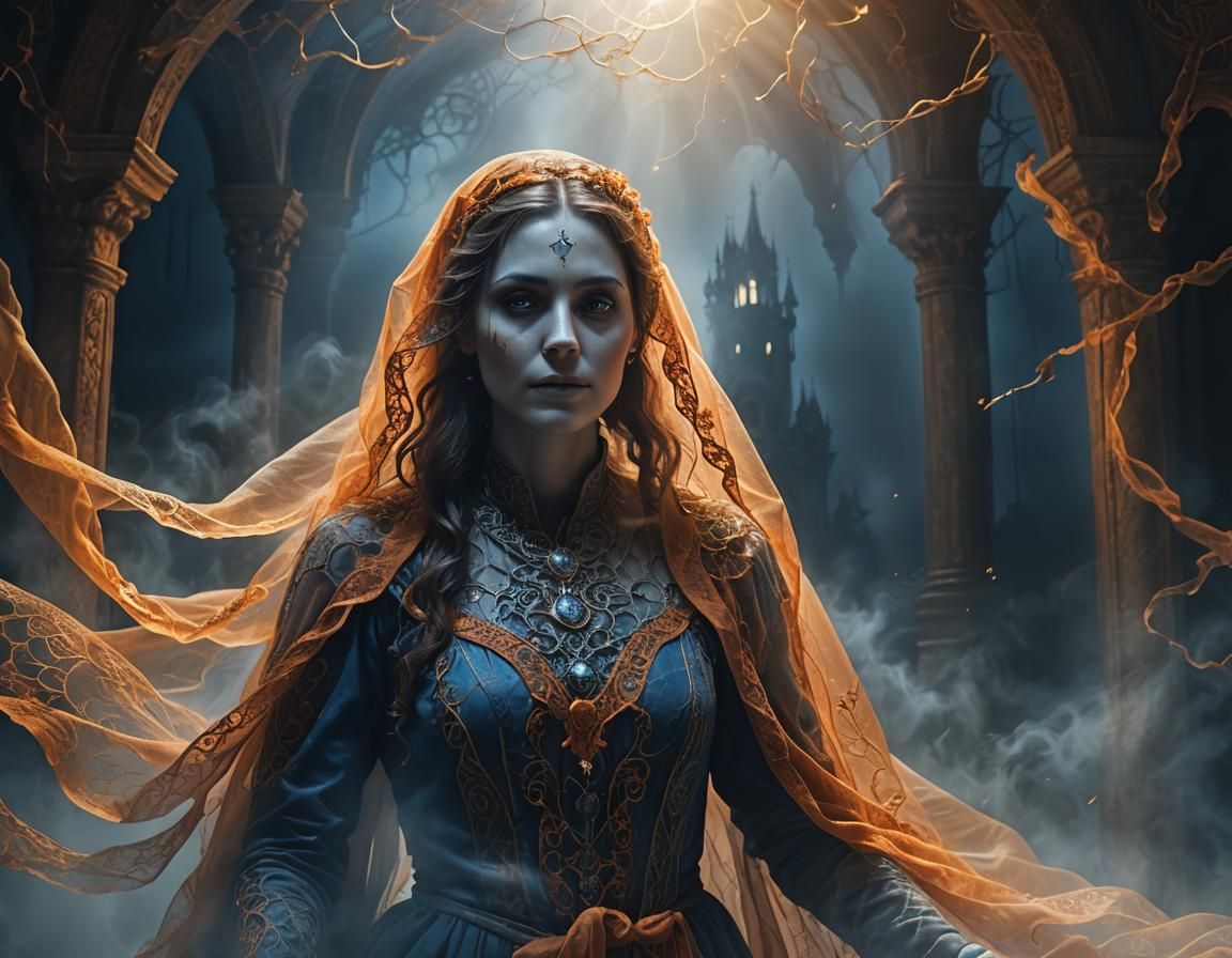 Ethereal Ghost Portrait in Mystical Realm