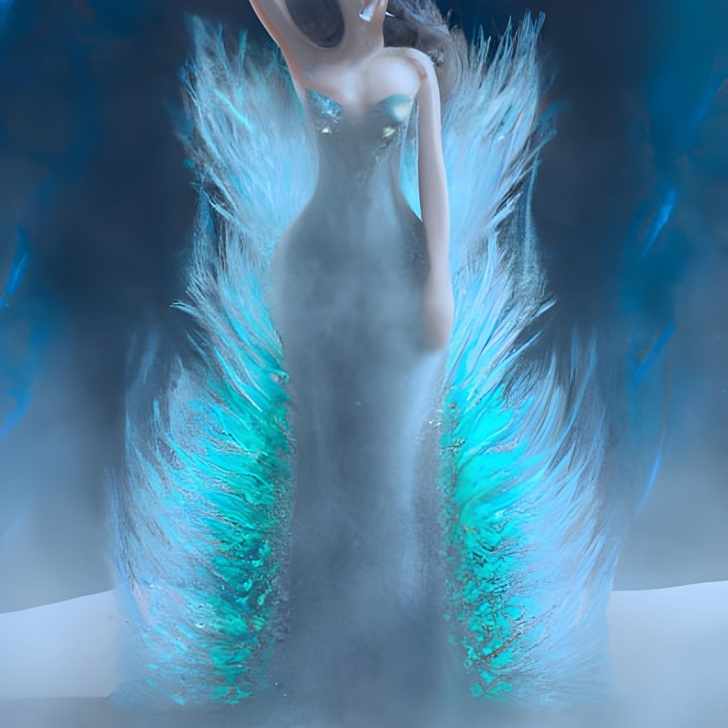 Icy Fractal Dress Under Aurora Sky