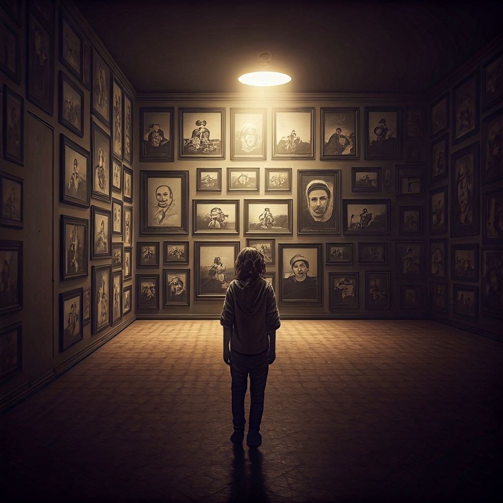 Family History Wall in Surreal Sepia Tones