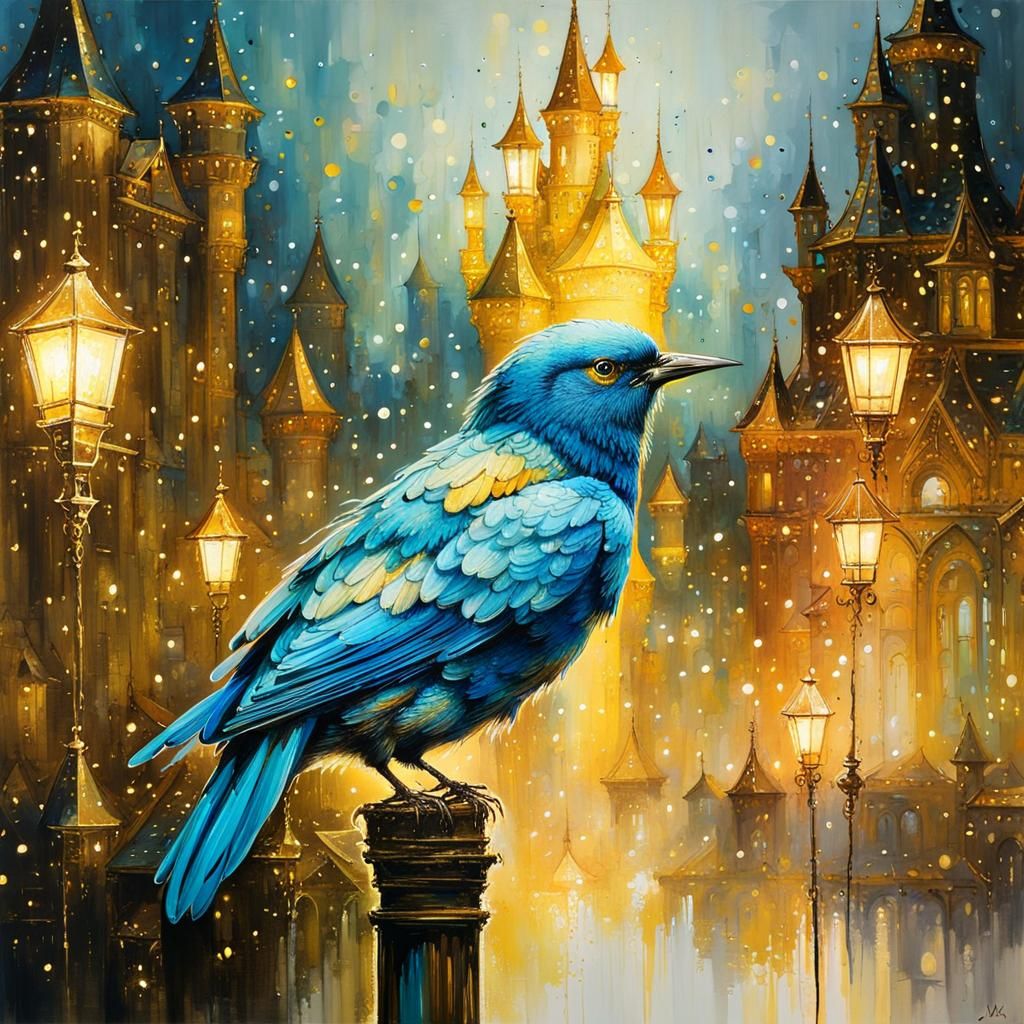 Glittering Paradise Bird in Diamond Painting Style