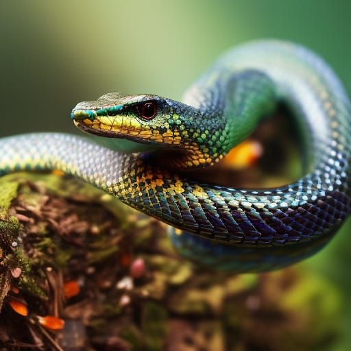 Rainbow Snake Portrait in Hyperrealistic Fantasy Style