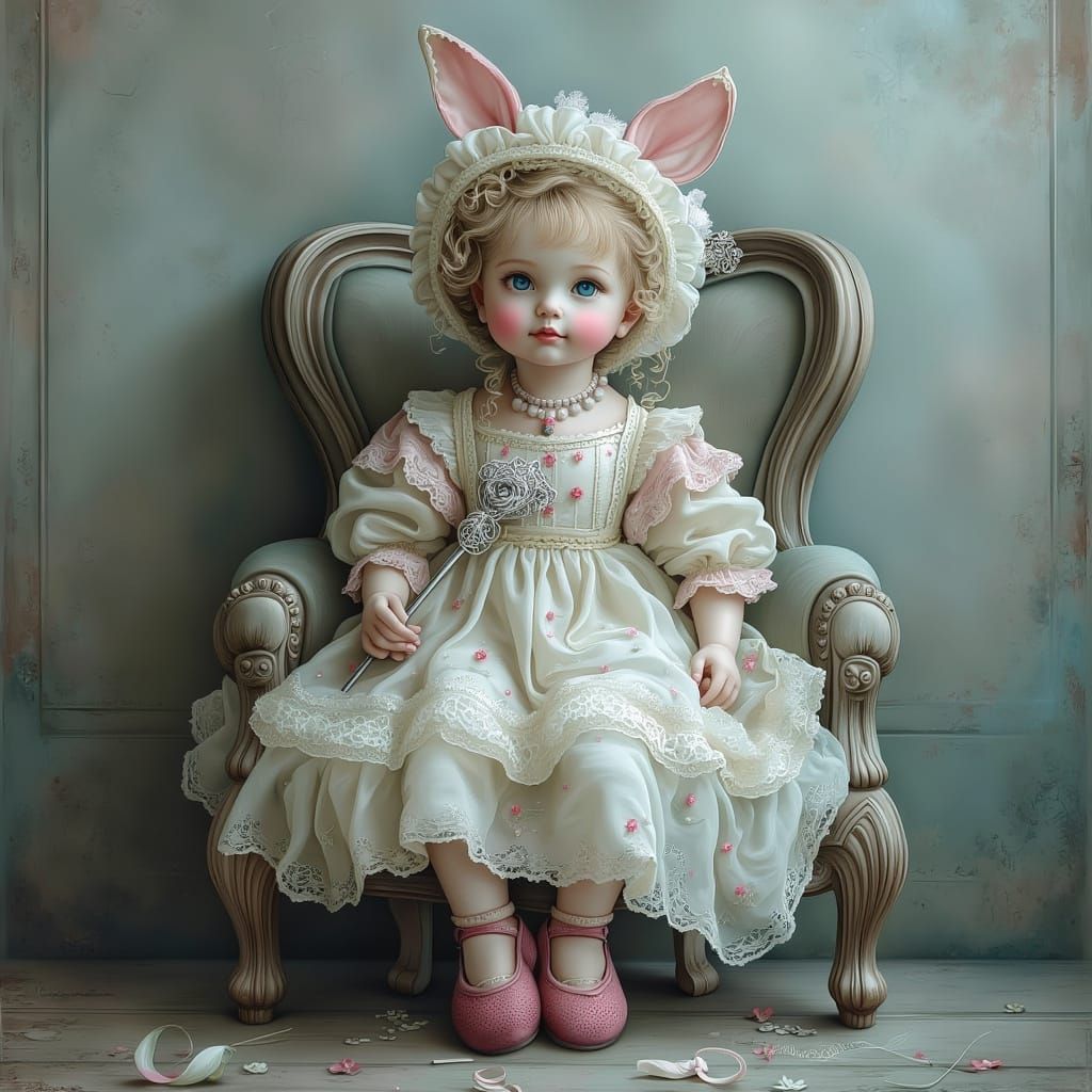 Antique Porcelain Doll with Star Wand