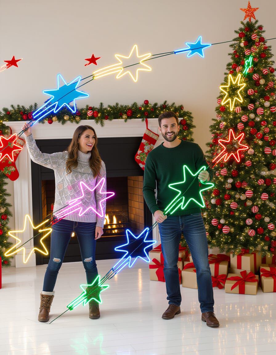 Unlikely Duo Holiday Celebration with Star-Shaped Lights