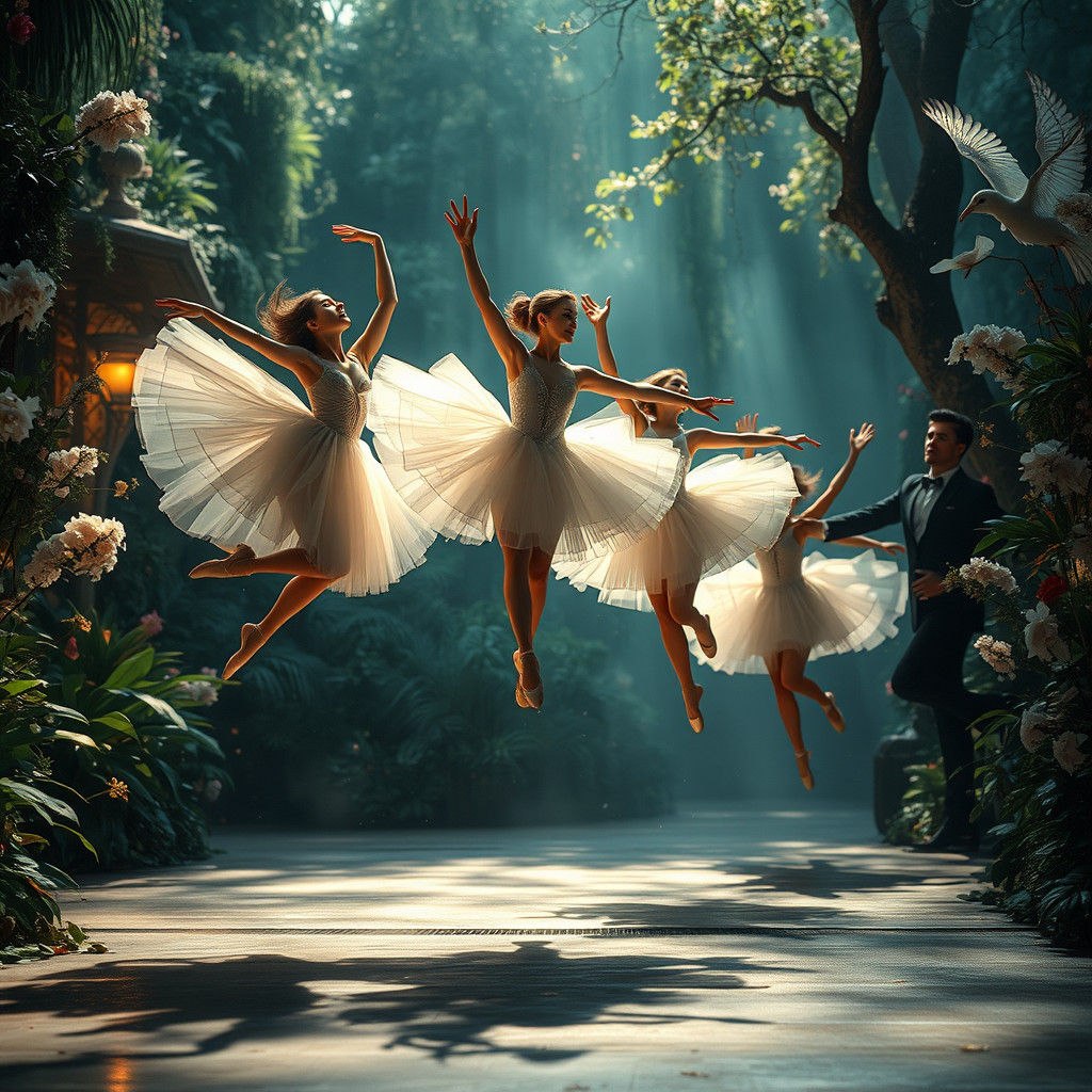 Ethereal Ballerinas in Dreamlike Dance, Fantasy Art