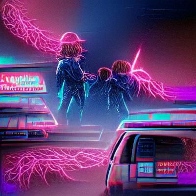 Stranger Things Synthwave Neon Retro Scene