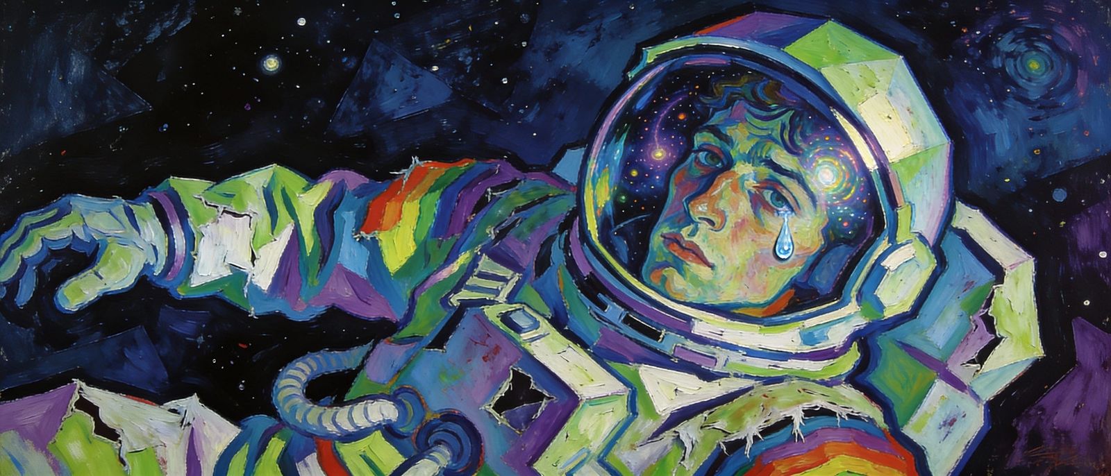 Astronaut's Tear in Expressionist Style