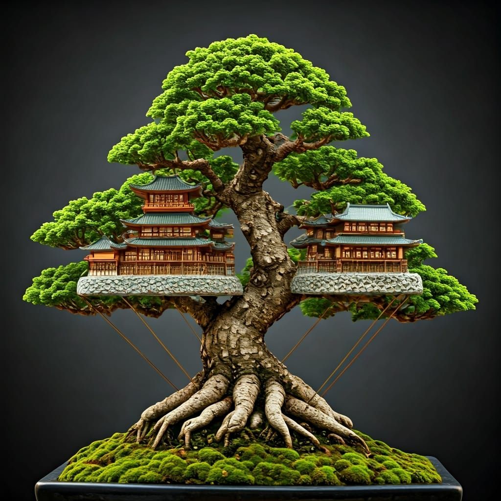 Detailed Bonsai Treehouse Macro Shot