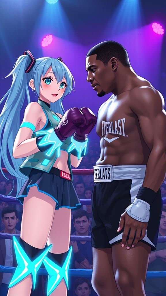 Futuristic Boxing Showdown between Hatsune Miku and Muhammed...