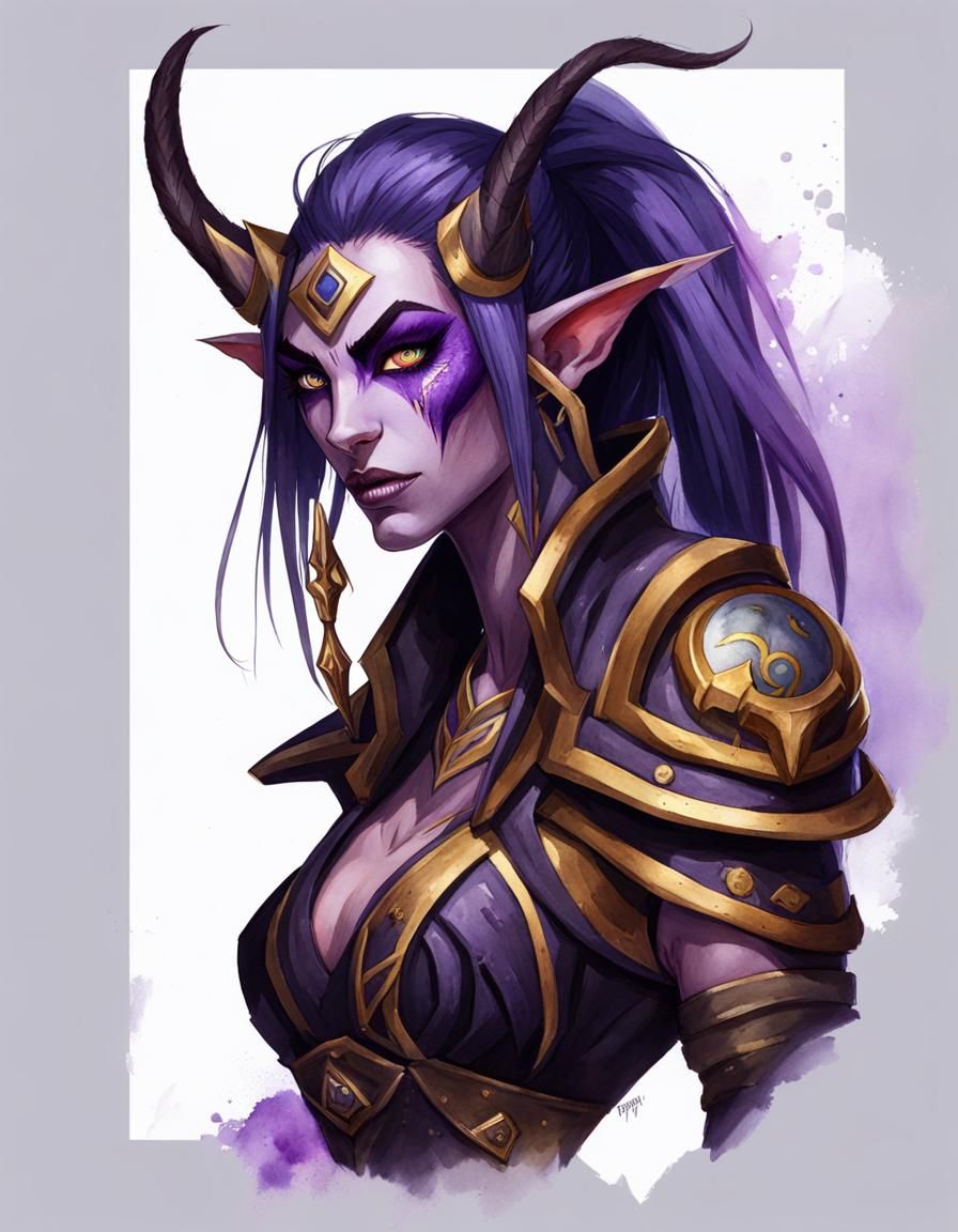 Night Elf Rogue Watercolor Character Art