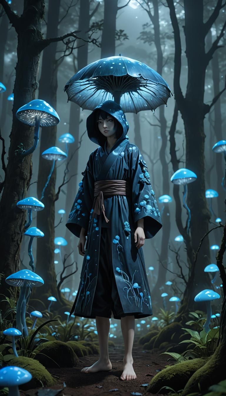 Akaname in Misty Forest: 3D Anime Concept Art