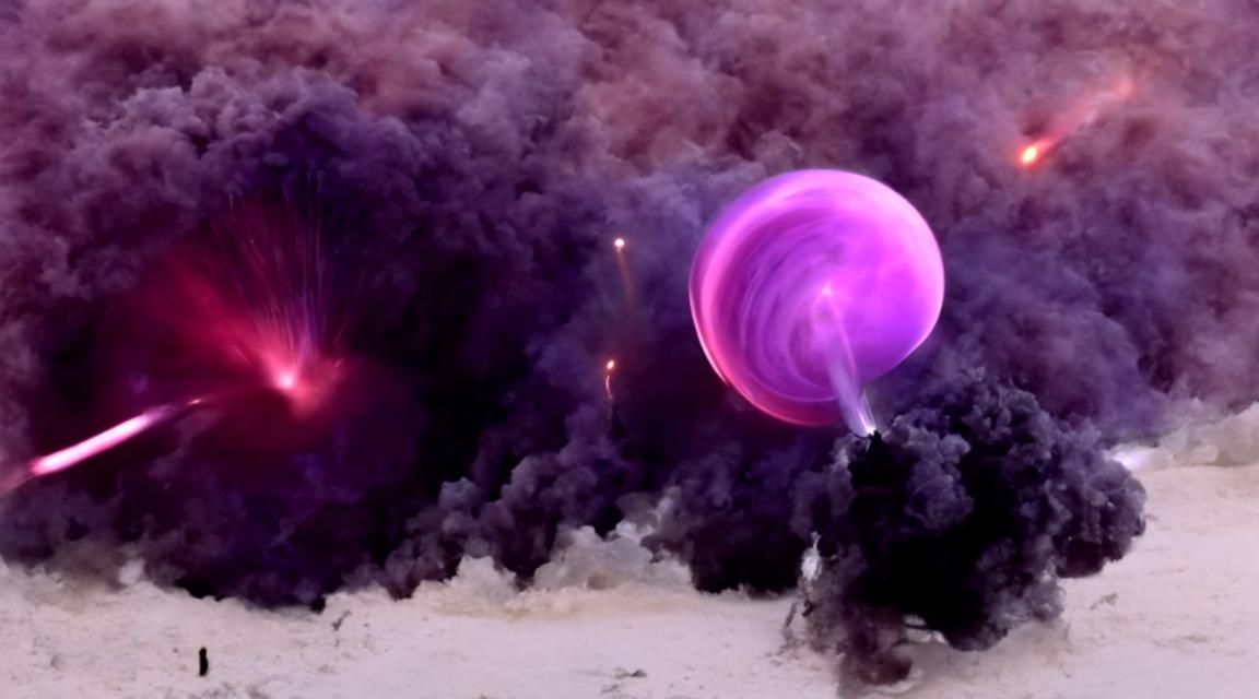 Planetary Explosions in Pink and Purple Smoke