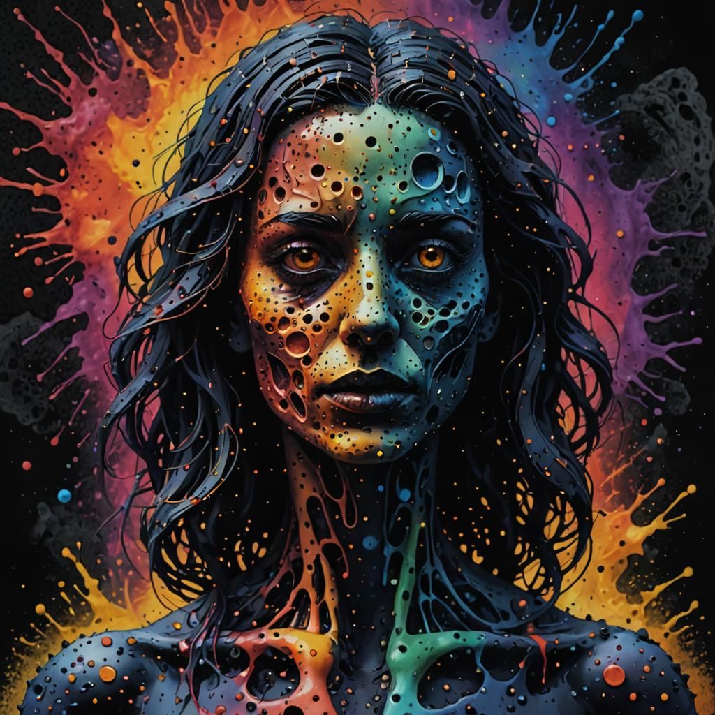 Dystopian Micro-Holes: Modern Ink Painting in Film Noir Styl...