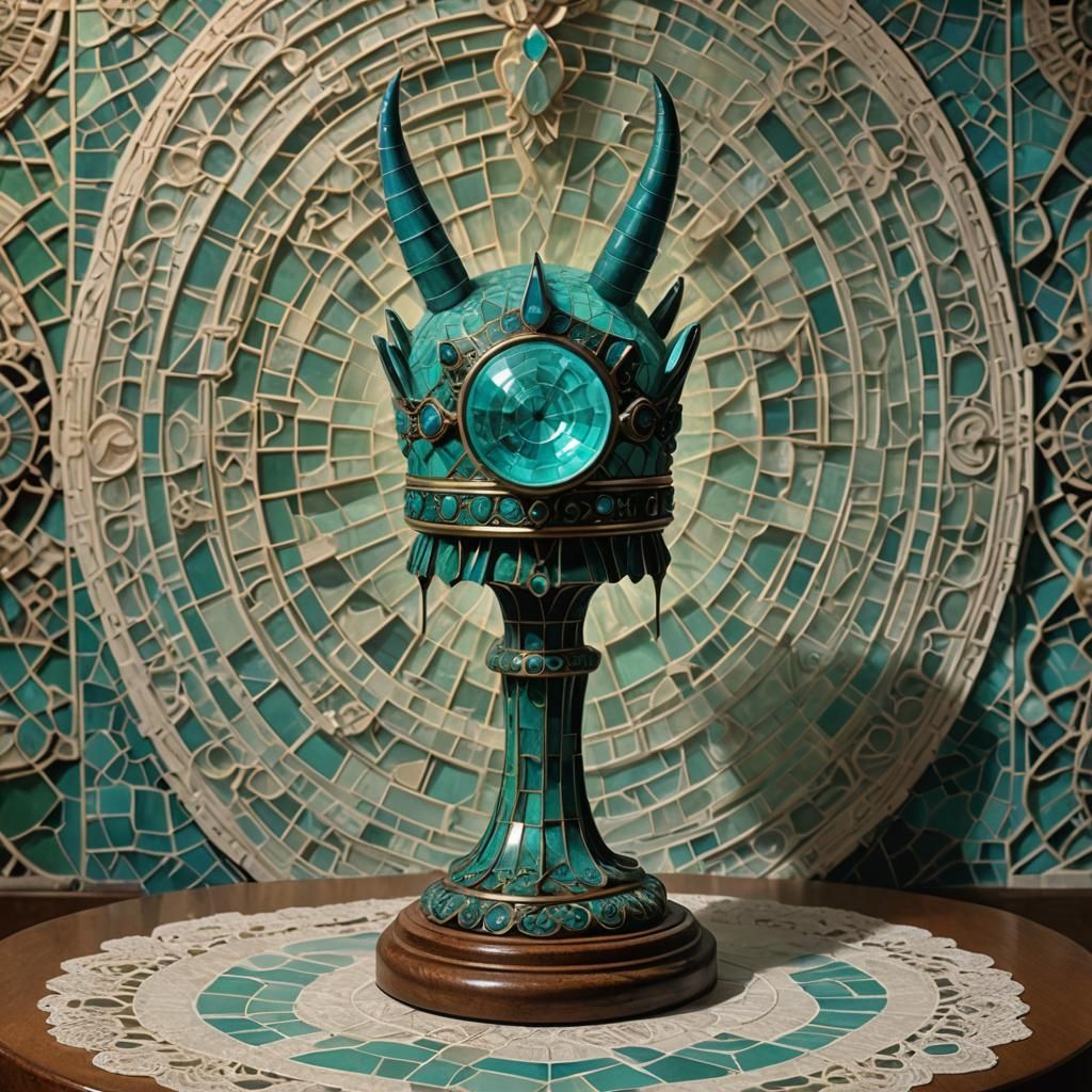 Glowing Crown and Wand on Crystal Pedestal