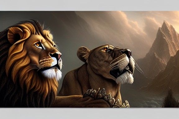 Lion-Man Barbarian with Axe in Dark Fantasy Style