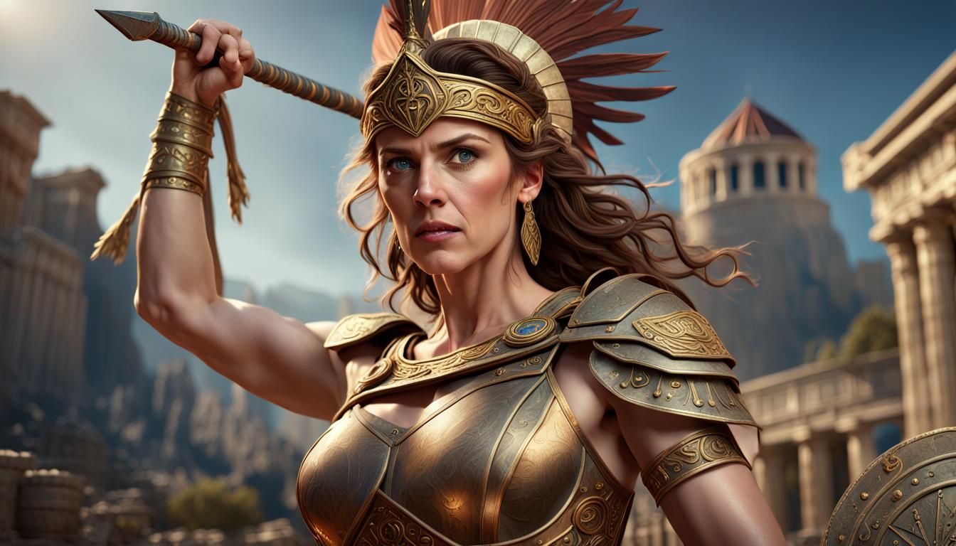 Amanda Tapping as Greek Warrior Princess, detailed matte pai...