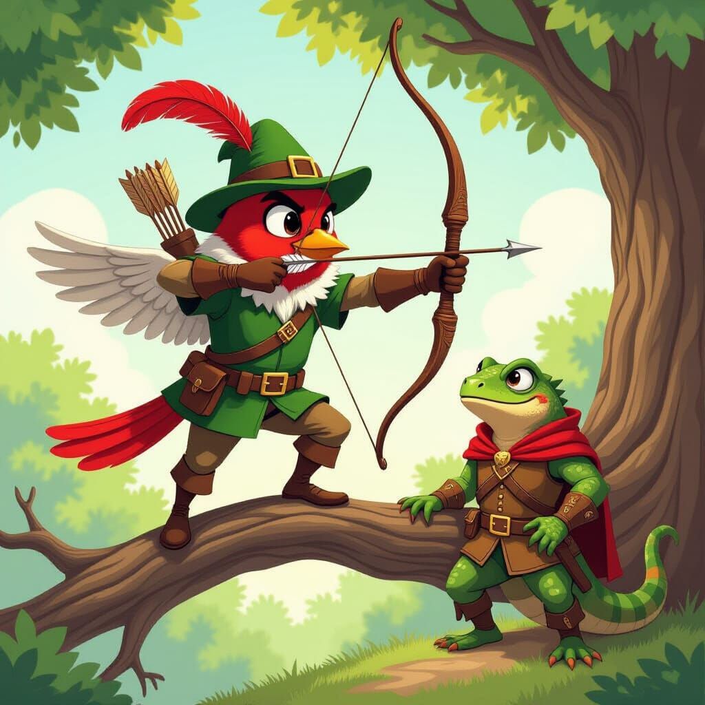 Robin Hood Robin and Lizard Sheriff Cartoon