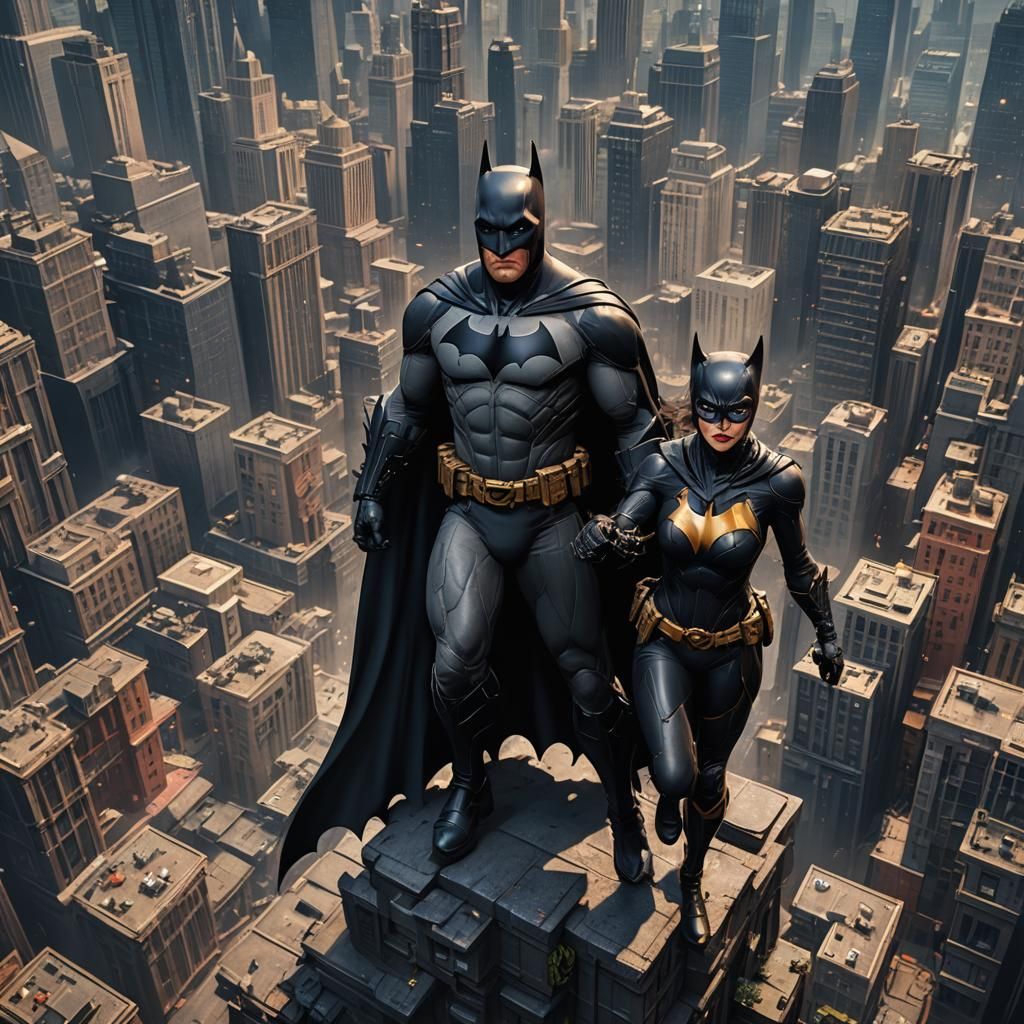 Batman and Catwoman: Detailed Matte Painting