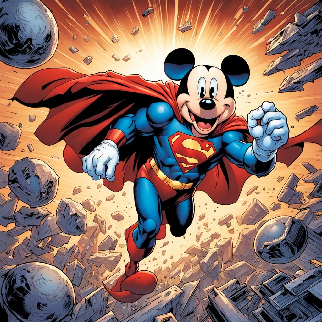 Mickey Mouse as Superman: Comic Book Art