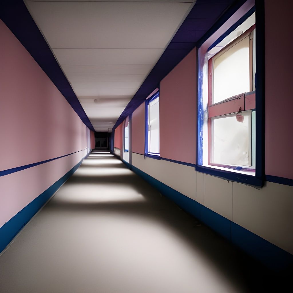Eerie Abandoned School Corridor in Liminal Space