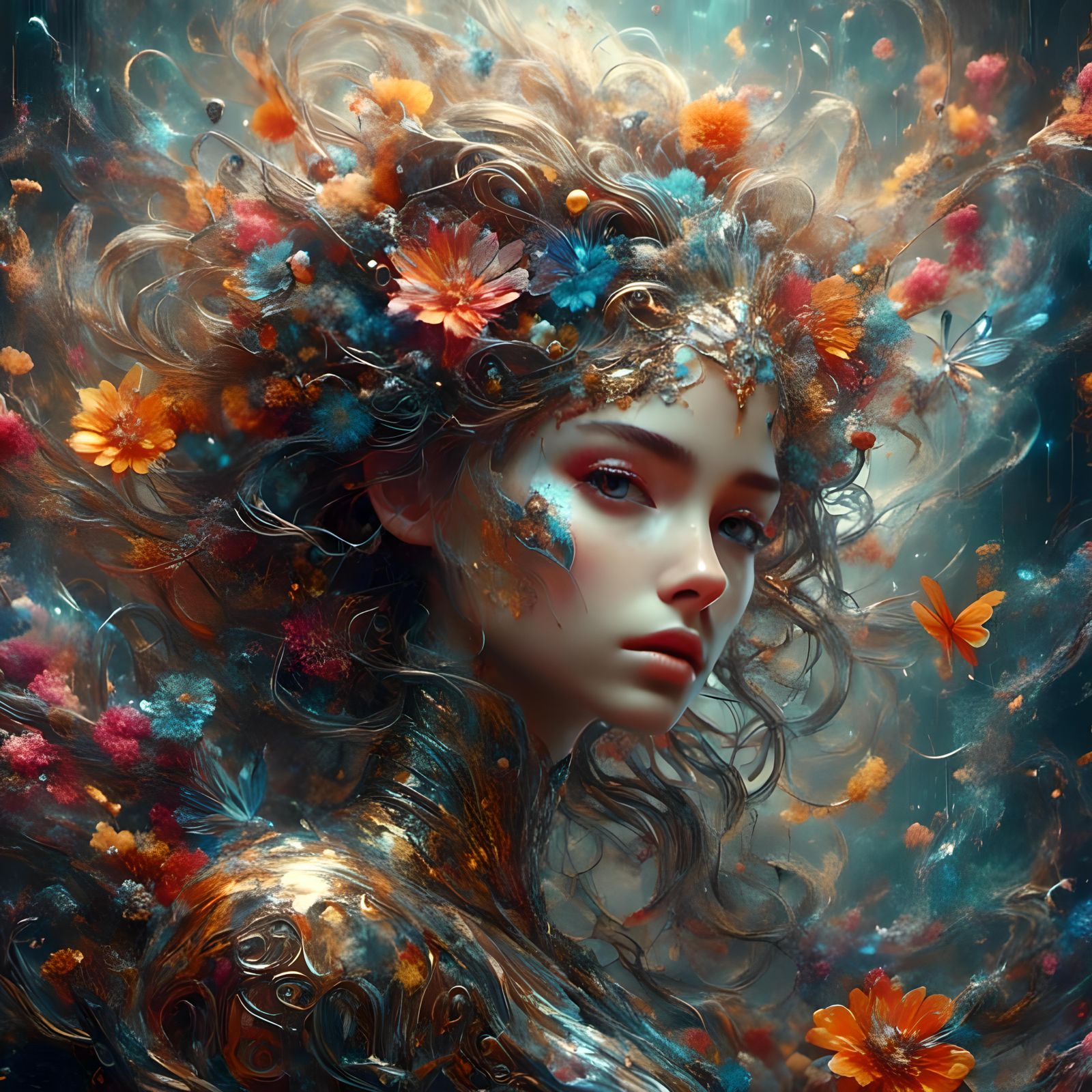 Albino Biomechanical Geisha in Sci-Fi Setting