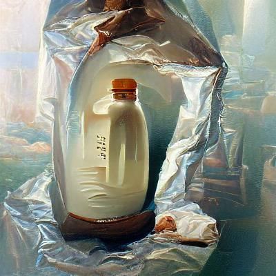 Bottle of Milk as Oil Painting