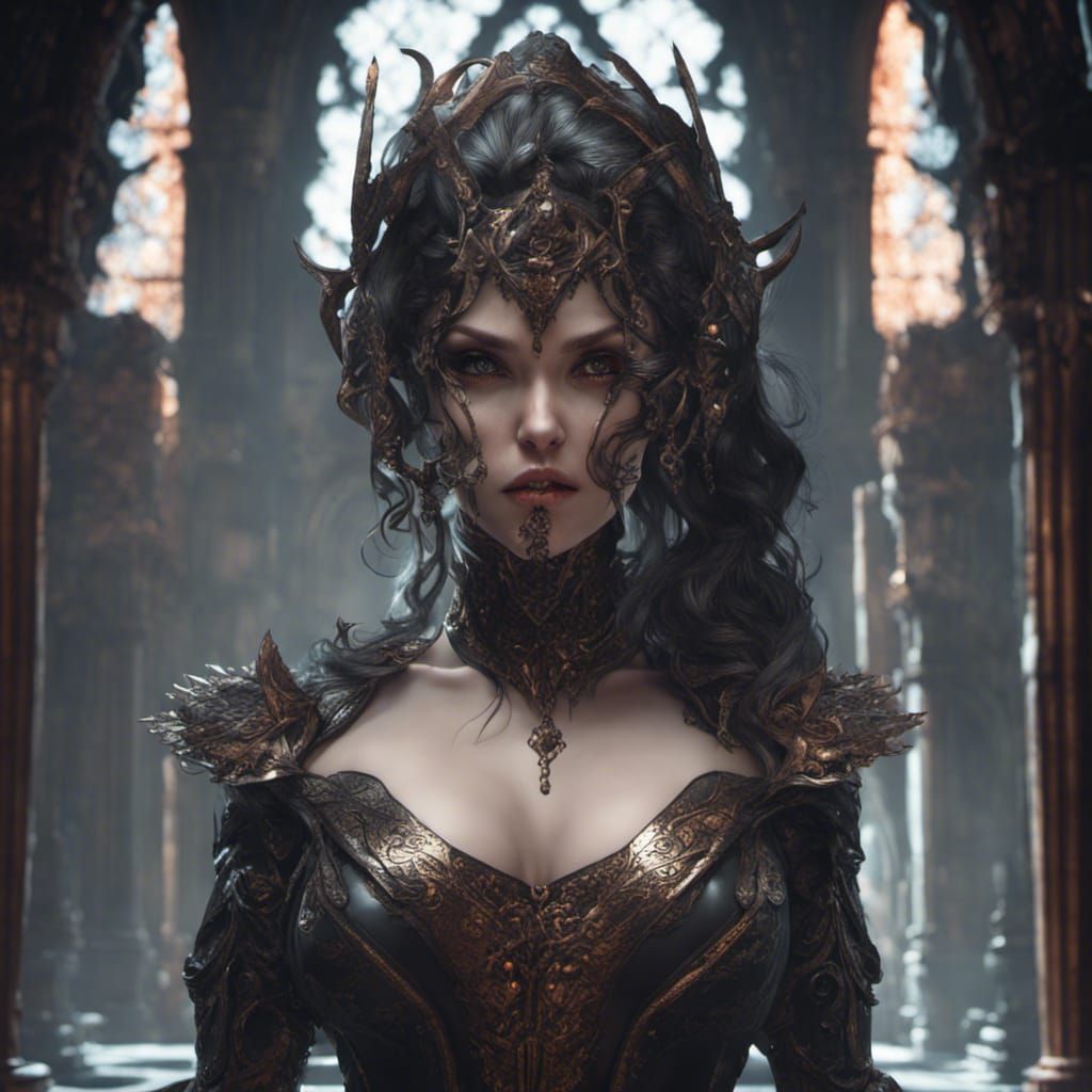 Gothic Fantasy Woman in Art Nouveau Style