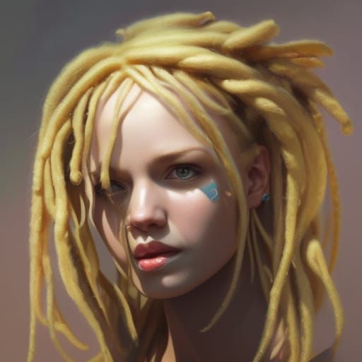 Detailed Portrait of Elf Woman with Dreadlocks