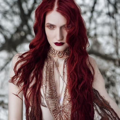 Intriguing High Fashion Portrait of a Woman with Lava Hand