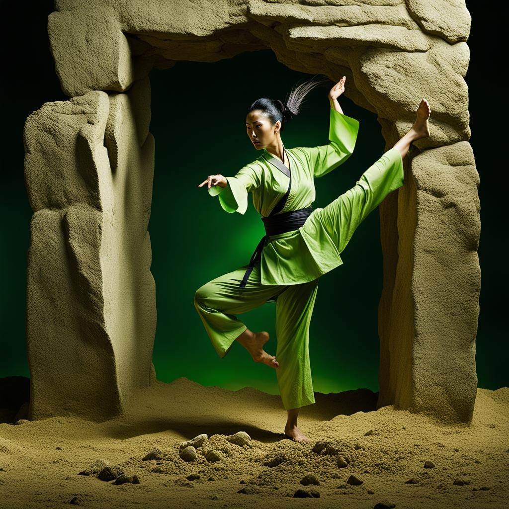 Blind Martial Artist Earthbender in Anime Style