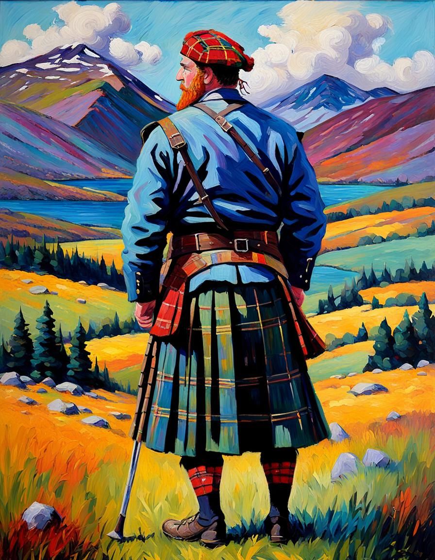 Scottish Highlander in Expressionist Oil Painting