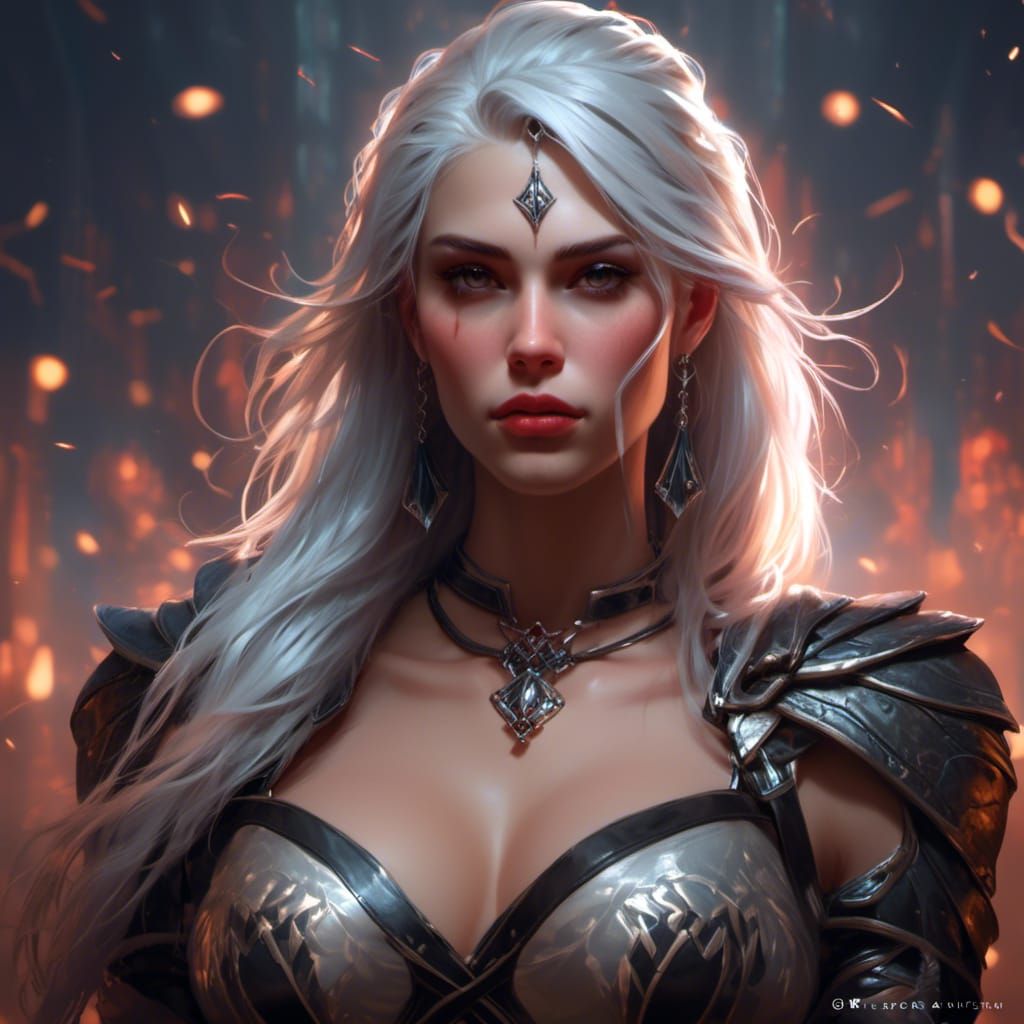 Muscular Vampire Barbarian Girl in Dark Fantasy Style