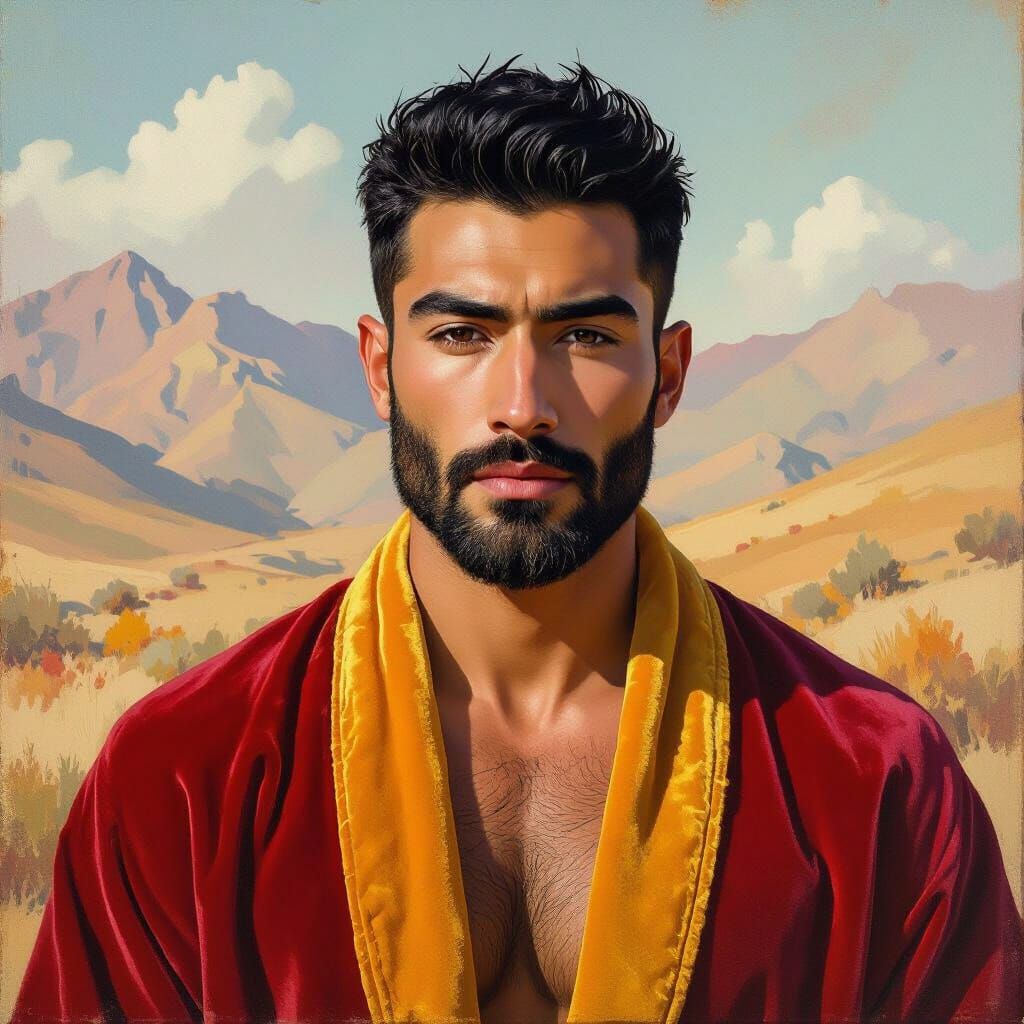 Impressionist Portrait of a Man in Bathrobe