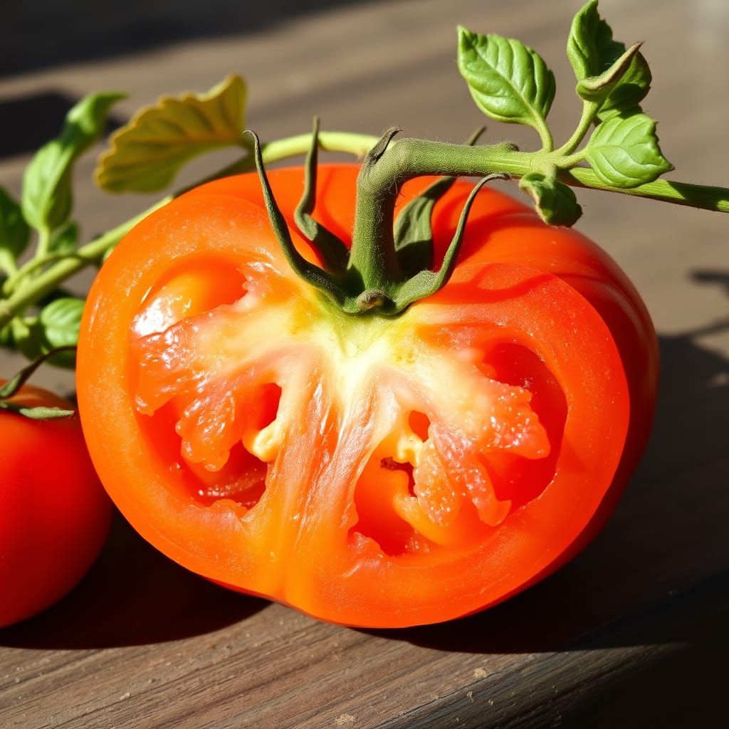 Sunbathing Tomato Enjoying the Rays