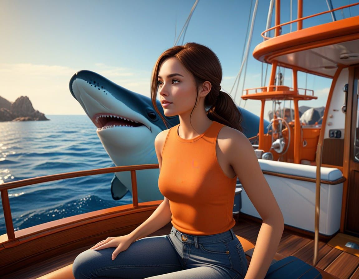 Pixar Fantasy Mermaid on Whalewatching Boat in Cabo San Luca...