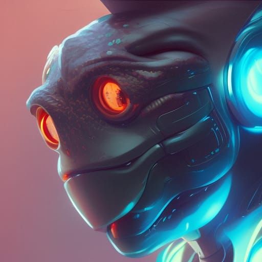 Robot Frog Man Portrait in Hyperdetailed Digital Art