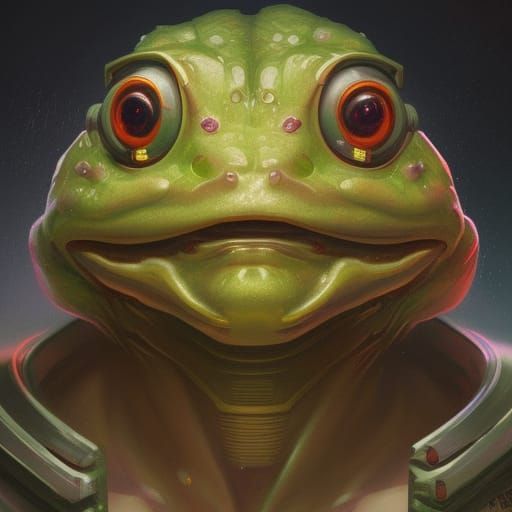 Hyperdetailed Robot Frog Man Concept Art Portrait