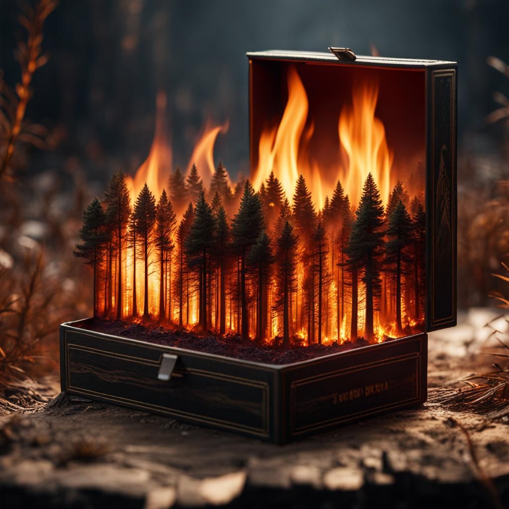Surreal Burning Forest in a Matchbox