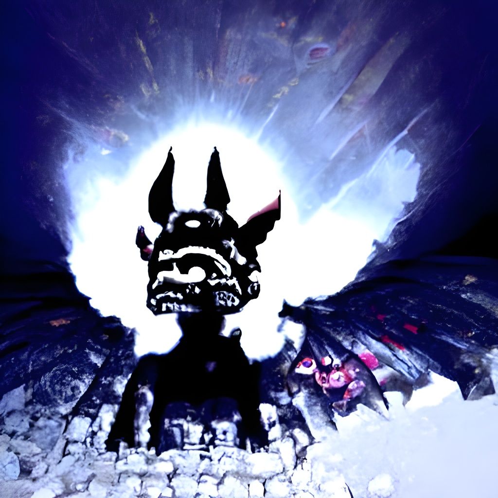 Ominous Mayan Bat-God in Cartoon Anime Style
